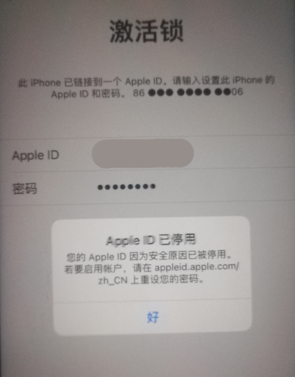 墨脱苹果手机维修分享iPhone 12 出现提示“Apple ID 已停用”怎么办 